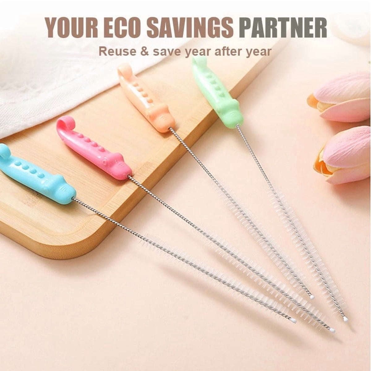 Flexible Straw Brush with Stainless Core and Hanging Hook Handle - Image 5